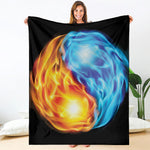 Red And Blue Fire Yin Yang Print Blanket