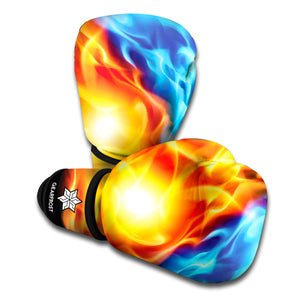 Red And Blue Fire Yin Yang Print Boxing Gloves