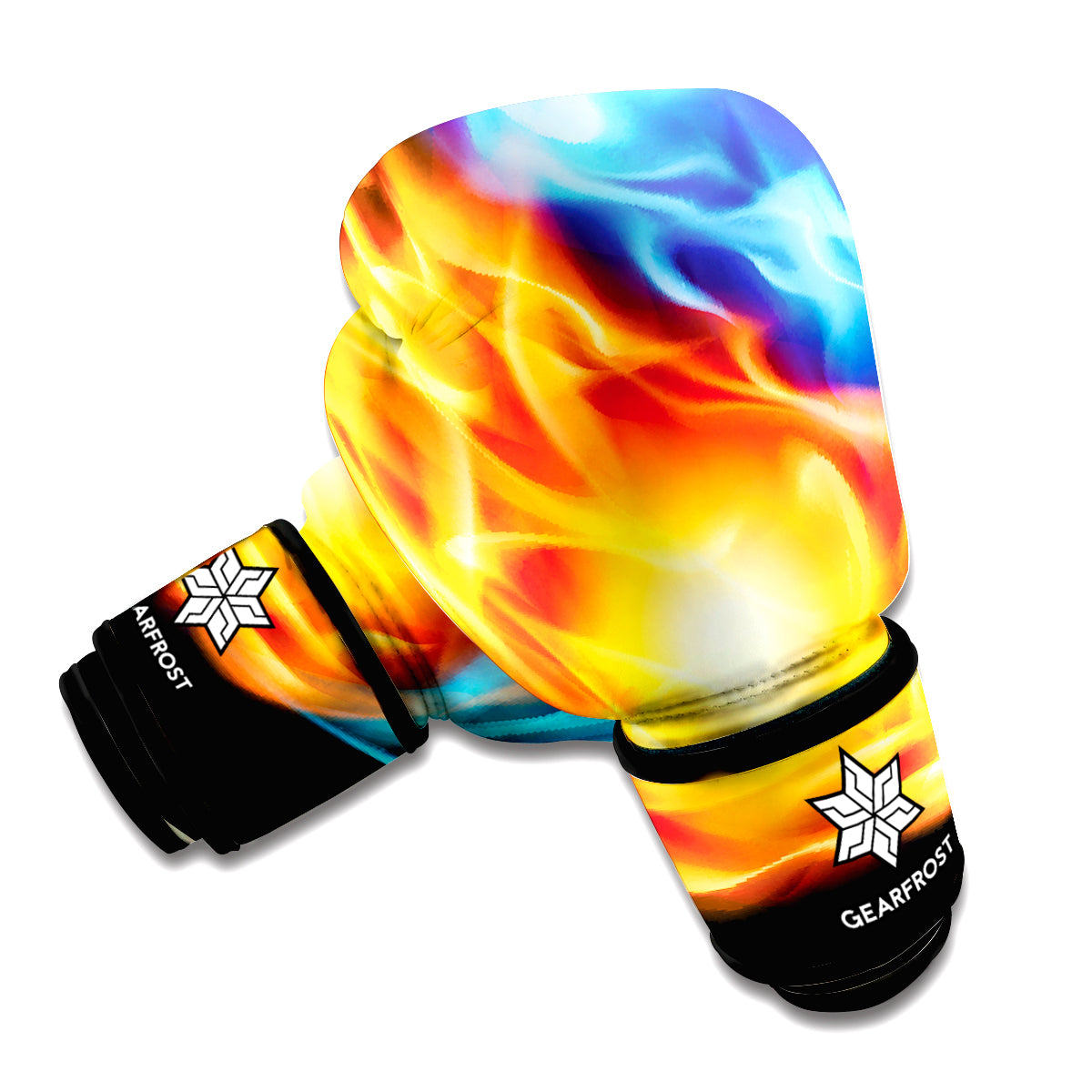 Red And Blue Fire Yin Yang Print Boxing Gloves