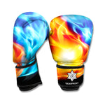 Red And Blue Fire Yin Yang Print Boxing Gloves
