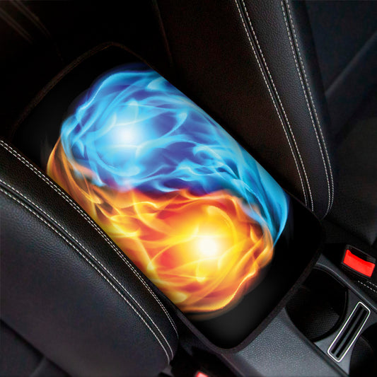Red And Blue Fire Yin Yang Print Car Center Console Cover