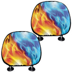 Red And Blue Fire Yin Yang Print Car Headrest Covers