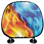Red And Blue Fire Yin Yang Print Car Headrest Covers