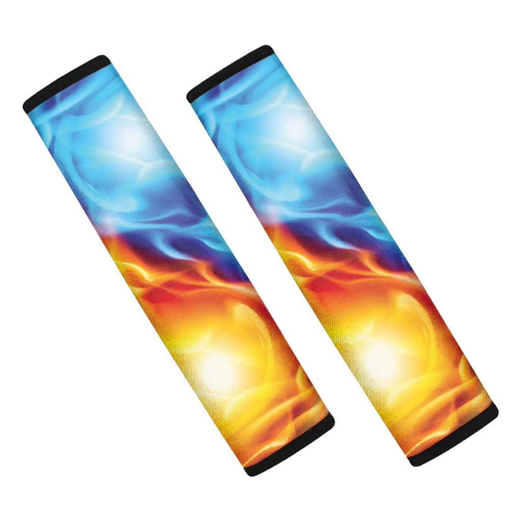 Red And Blue Fire Yin Yang Print Car Seat Belt Covers