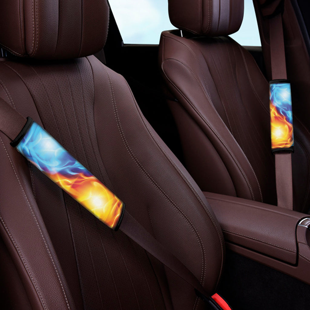 Red And Blue Fire Yin Yang Print Car Seat Belt Covers