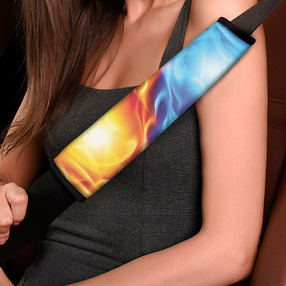 Red And Blue Fire Yin Yang Print Car Seat Belt Covers