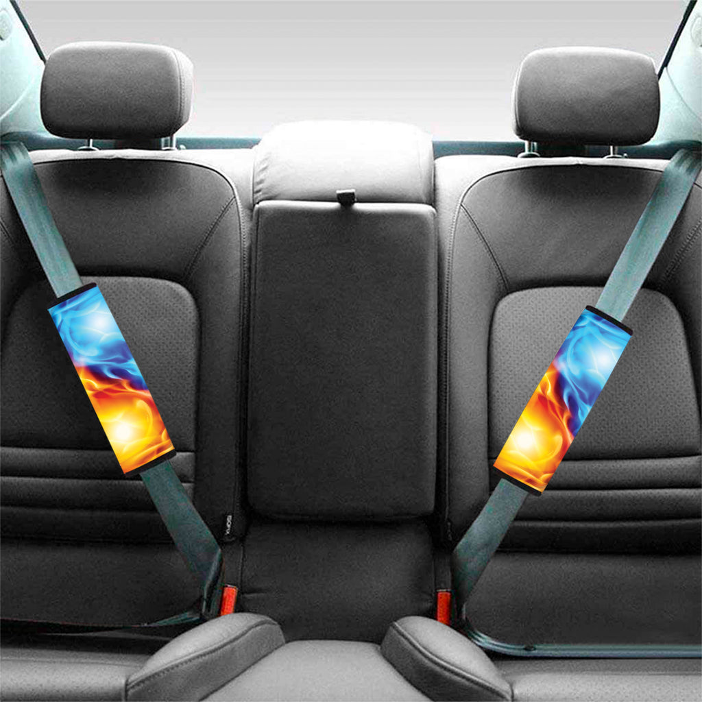 Red And Blue Fire Yin Yang Print Car Seat Belt Covers