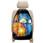 Red And Blue Fire Yin Yang Print Car Seat Organizers