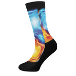 Red And Blue Fire Yin Yang Print Crew Socks