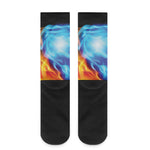 Red And Blue Fire Yin Yang Print Crew Socks