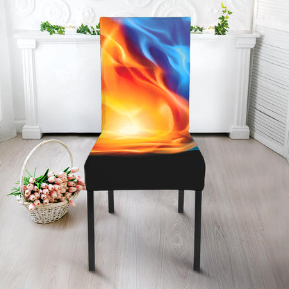 Red And Blue Fire Yin Yang Print Dining Chair Slipcover
