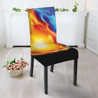 Red And Blue Fire Yin Yang Print Dining Chair Slipcover