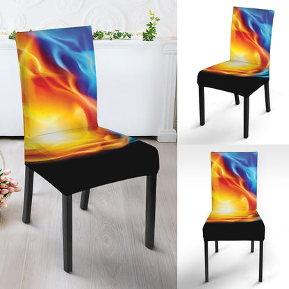 Red And Blue Fire Yin Yang Print Dining Chair Slipcover