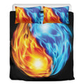 Red And Blue Fire Yin Yang Print Duvet Cover Bedding Set