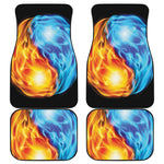 Red And Blue Fire Yin Yang Print Front and Back Car Floor Mats