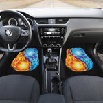 Red And Blue Fire Yin Yang Print Front and Back Car Floor Mats