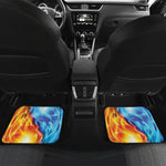Red And Blue Fire Yin Yang Print Front and Back Car Floor Mats