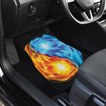 Red And Blue Fire Yin Yang Print Front and Back Car Floor Mats