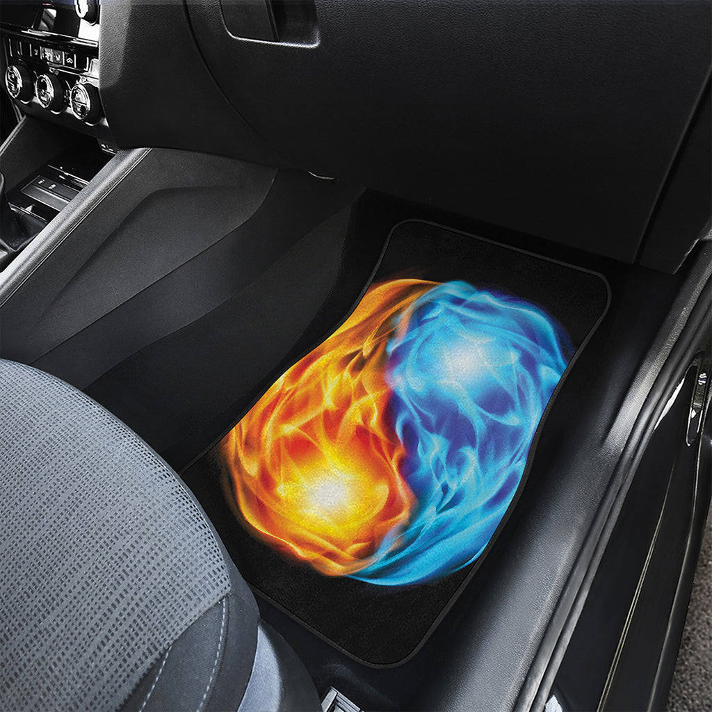Red And Blue Fire Yin Yang Print Front and Back Car Floor Mats