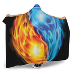 Red And Blue Fire Yin Yang Print Hooded Blanket