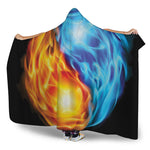 Red And Blue Fire Yin Yang Print Hooded Blanket
