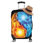 Red And Blue Fire Yin Yang Print Luggage Cover