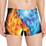 Red And Blue Fire Yin Yang Print Men's Boxer Briefs