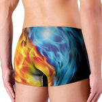 Red And Blue Fire Yin Yang Print Men's Boxer Briefs