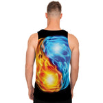 Red And Blue Fire Yin Yang Print Men's Tank Top