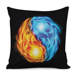 Red And Blue Fire Yin Yang Print Pillow Cover