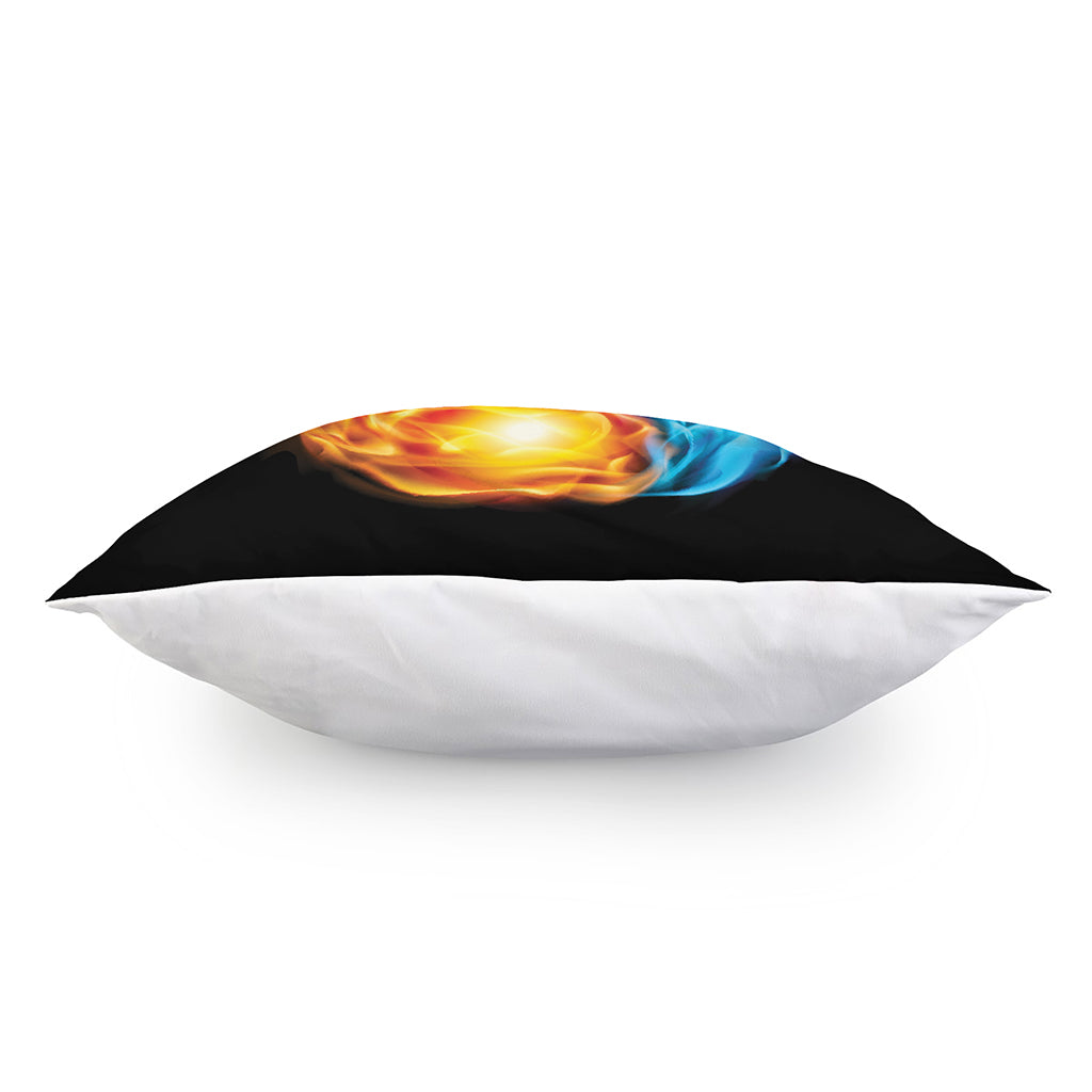 Red And Blue Fire Yin Yang Print Pillow Cover