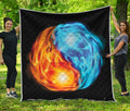 Red And Blue Fire Yin Yang Print Quilt