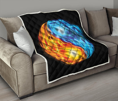 Red And Blue Fire Yin Yang Print Quilt