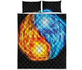 Red And Blue Fire Yin Yang Print Quilt Bed Set