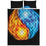 Red And Blue Fire Yin Yang Print Quilt Bed Set