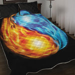 Red And Blue Fire Yin Yang Print Quilt Bed Set