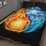 Red And Blue Fire Yin Yang Print Quilt Bed Set