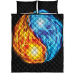 Red And Blue Fire Yin Yang Print Quilt Bed Set