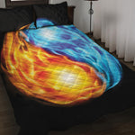 Red And Blue Fire Yin Yang Print Quilt Bed Set