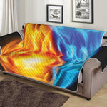 Red And Blue Fire Yin Yang Print Sofa Protector