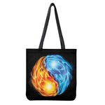 Red And Blue Fire Yin Yang Print Tote Bag