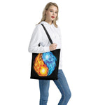 Red And Blue Fire Yin Yang Print Tote Bag