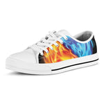 Red And Blue Fire Yin Yang Print White Low Top Shoes