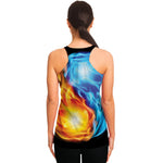 Red And Blue Fire Yin Yang Print Women's Racerback Tank Top