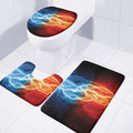 Red And Blue Lightning Print 3 Piece Bath Mat Set