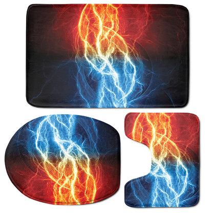 Red And Blue Lightning Print 3 Piece Bath Mat Set