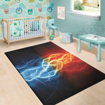 Red And Blue Lightning Print Area Rug