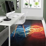Red And Blue Lightning Print Area Rug