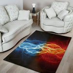 Red And Blue Lightning Print Area Rug