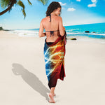 Red And Blue Lightning Print Beach Sarong Wrap
